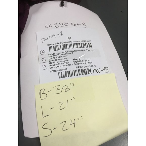 Women's Puff Long Sleeve Wrap Top Size S Small - Picture 3 of 5